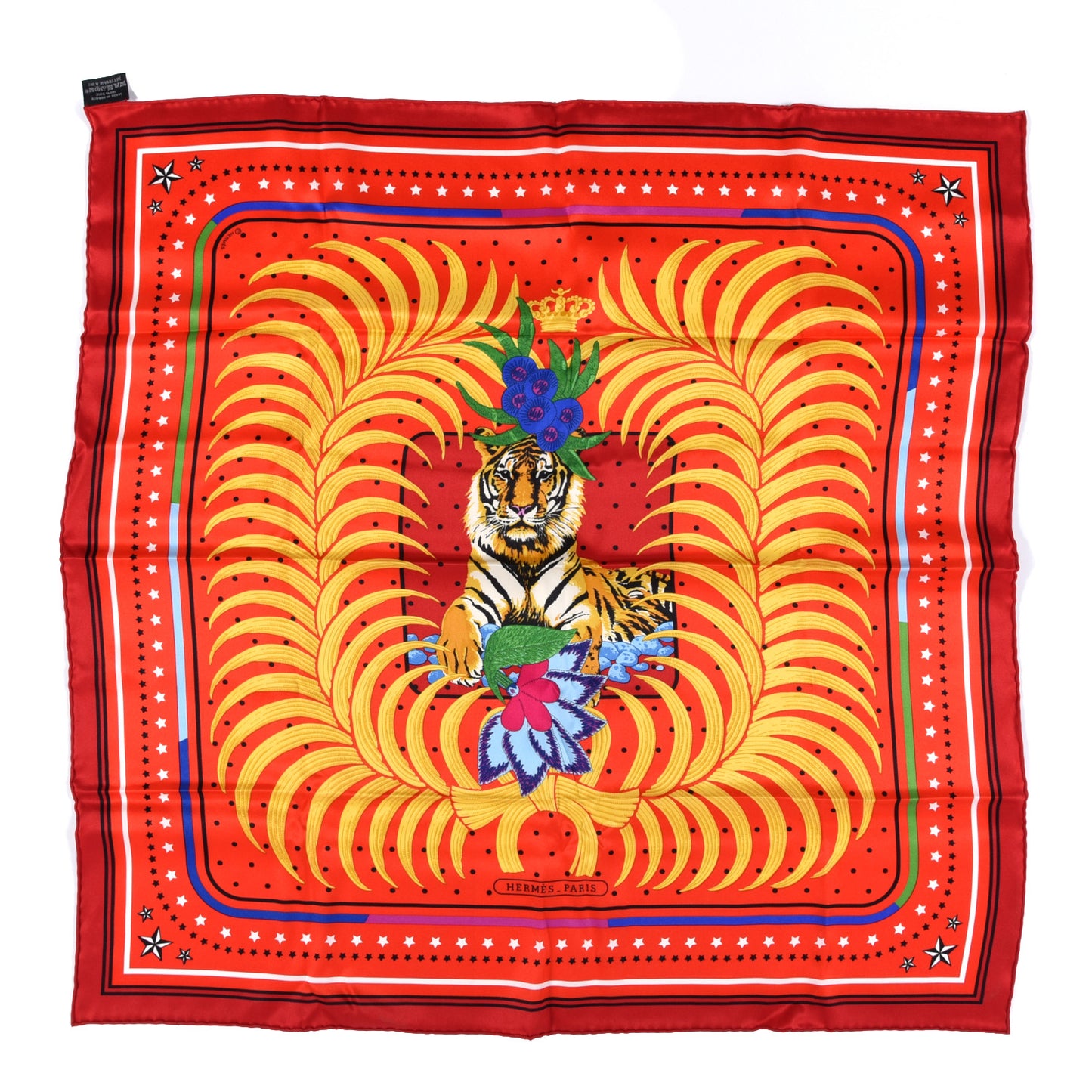 Silk Tigre Royal Scarf 70 Rouge Vieil Or Ver