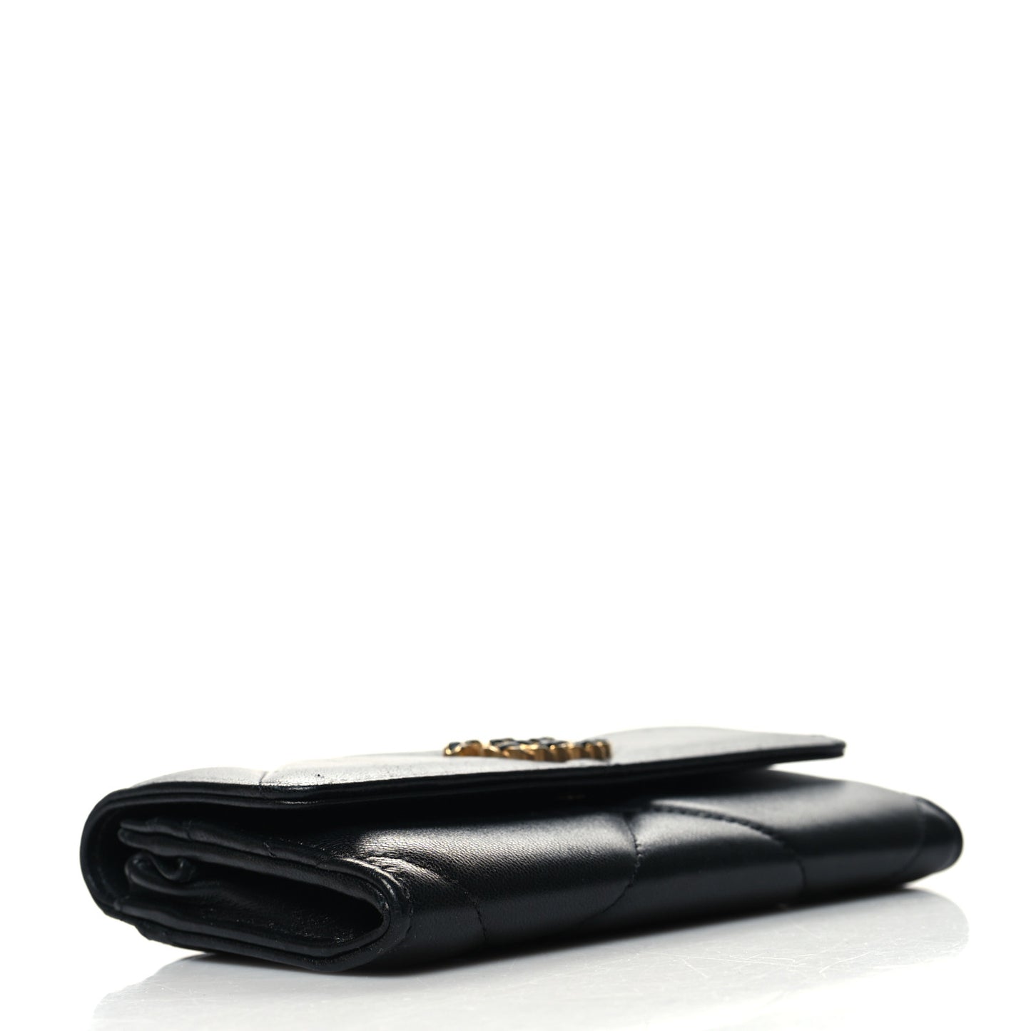Lambskin Quilted Chanel 19 Flap Wallet Black