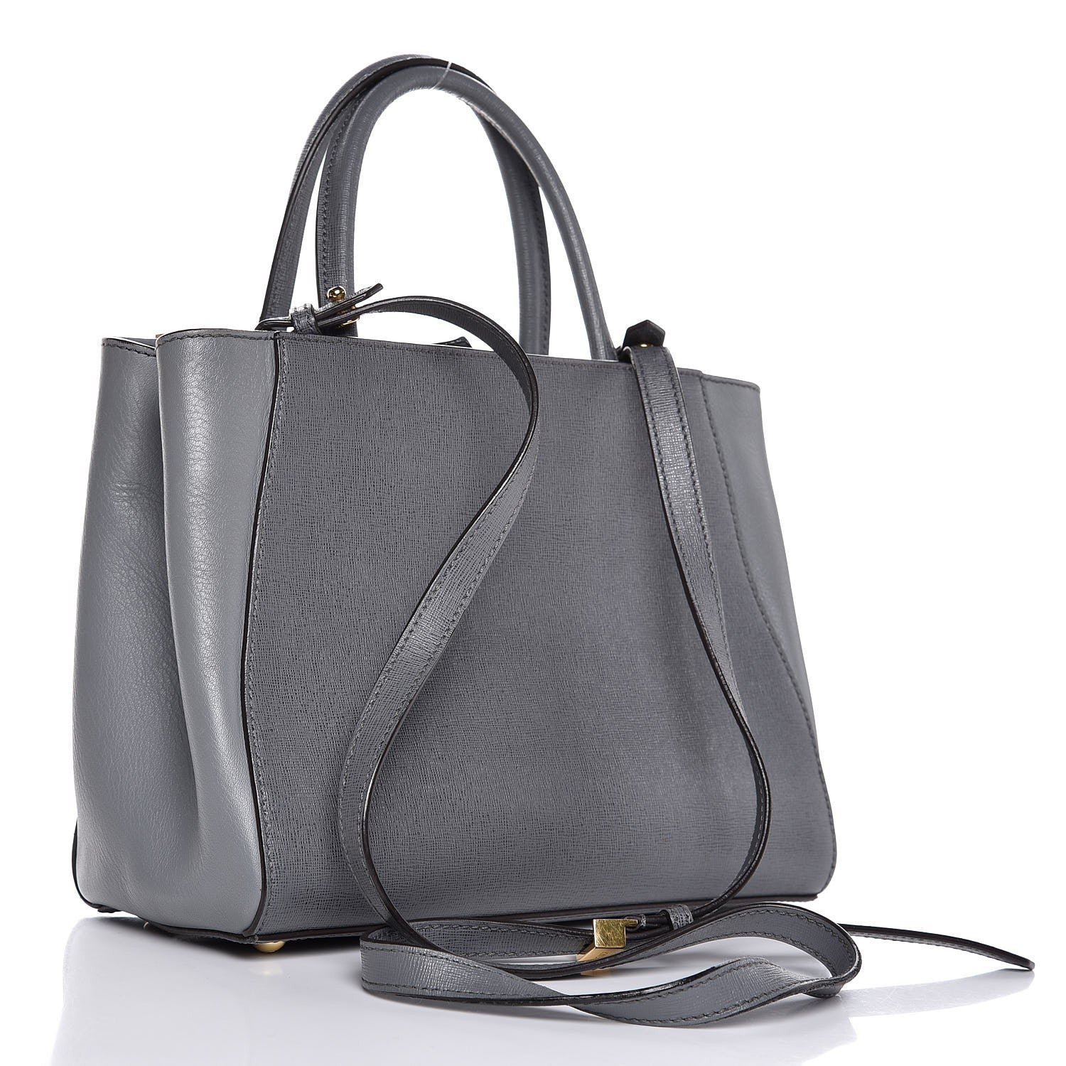Fendi Vitello Elite Petite 2Jours Tote Grigio Grigio Chiaro 4 of 11