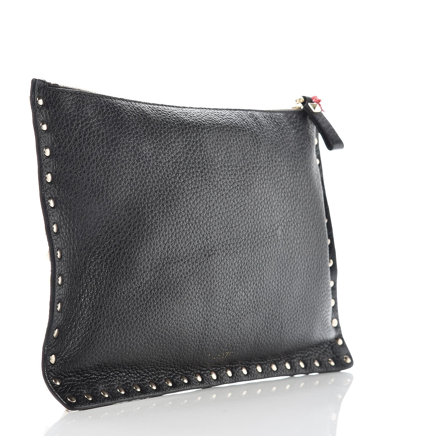 Valentino Garavani Pebbled Calfskin Large Rockstud Zip Pouch Black 3 of 12