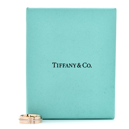 Tiffany 18K Rose Gold Diamond Wide T Two Ring 50 5.5 5 of 5
