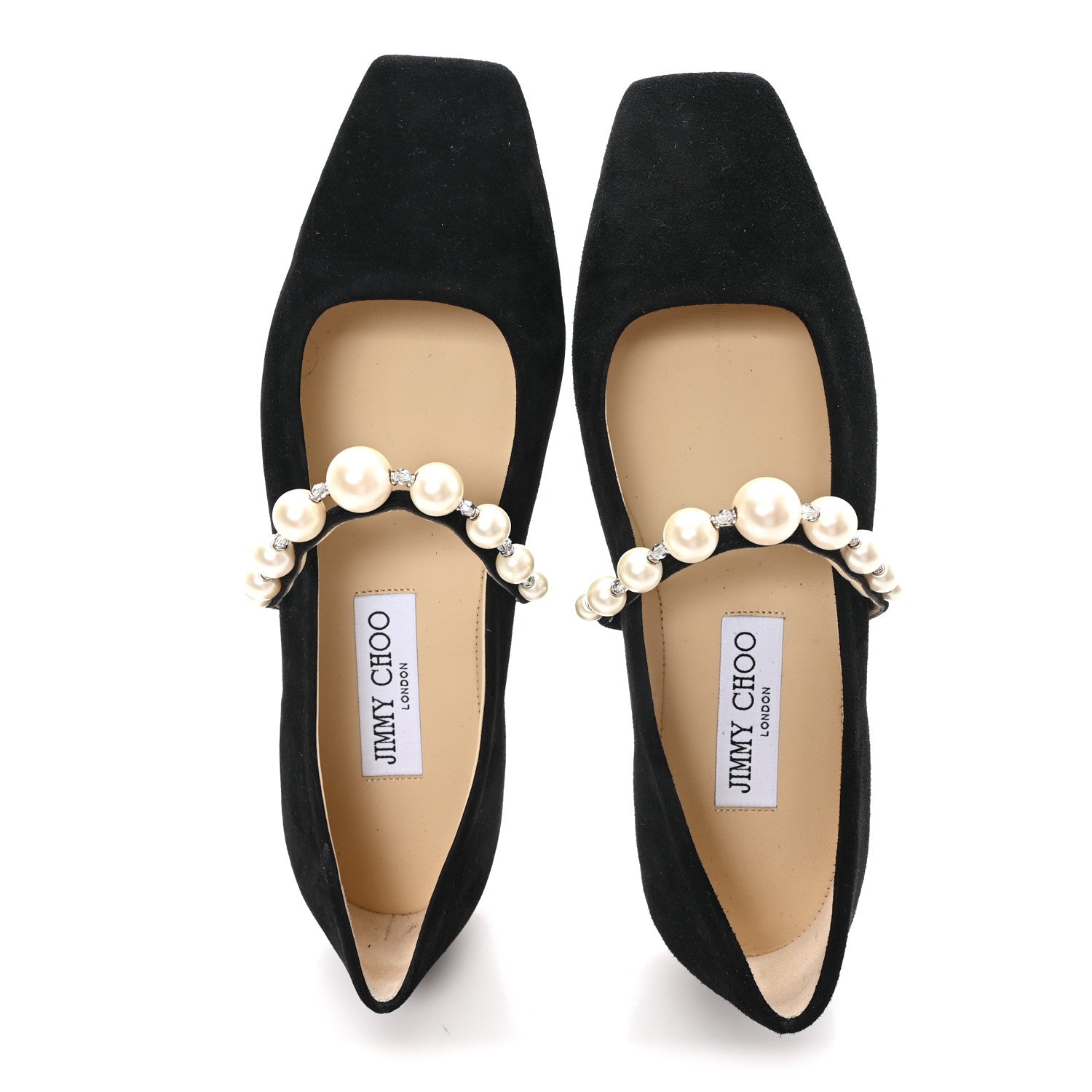 Jimmy Choo Suede Pearl Embellished Ade Flat 36.5 Black 2 of 9