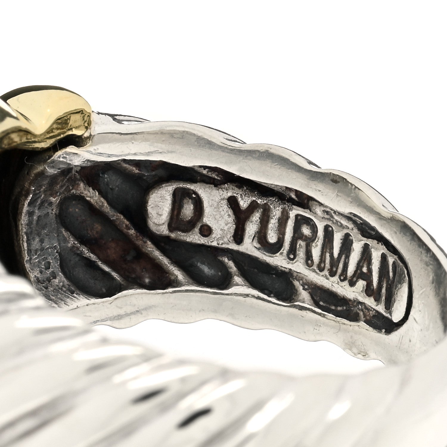 David Yurman Sterling Silver 14K Yellow Gold Lemon Citrine 14mm Noblesse Ring 54 6.75 4 of 4