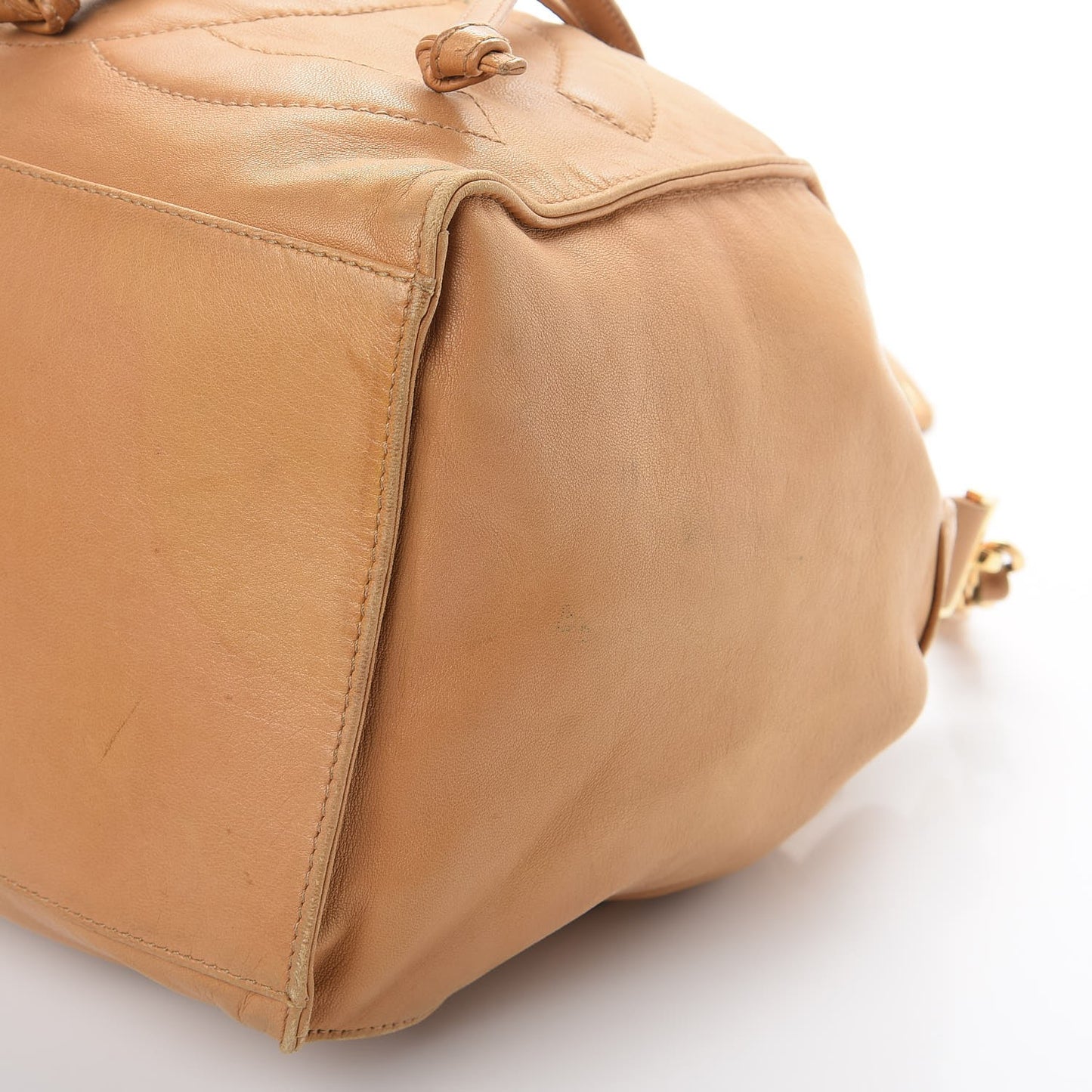 Lambskin CC Drawstring Bag Beige