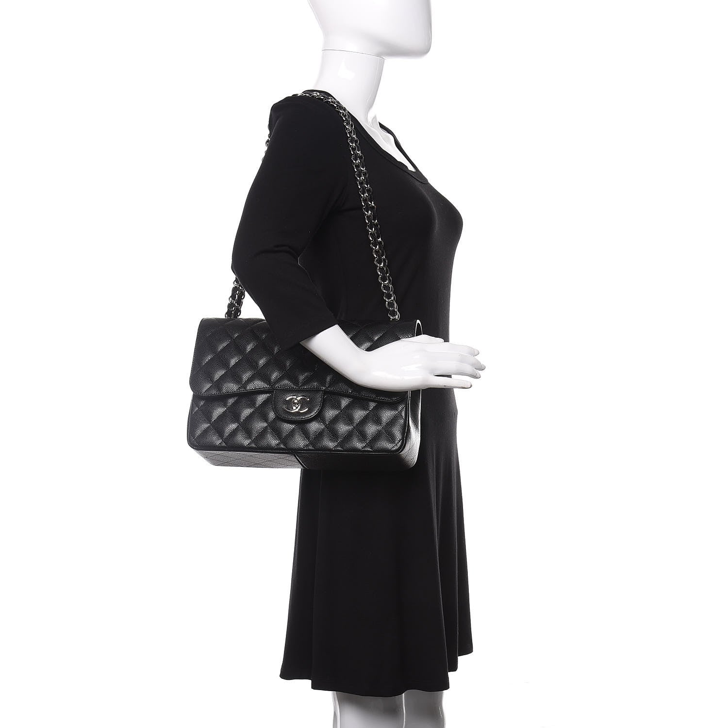 Chanel Caviar Quilted Jumbo Double Flap Black 2 of 11
