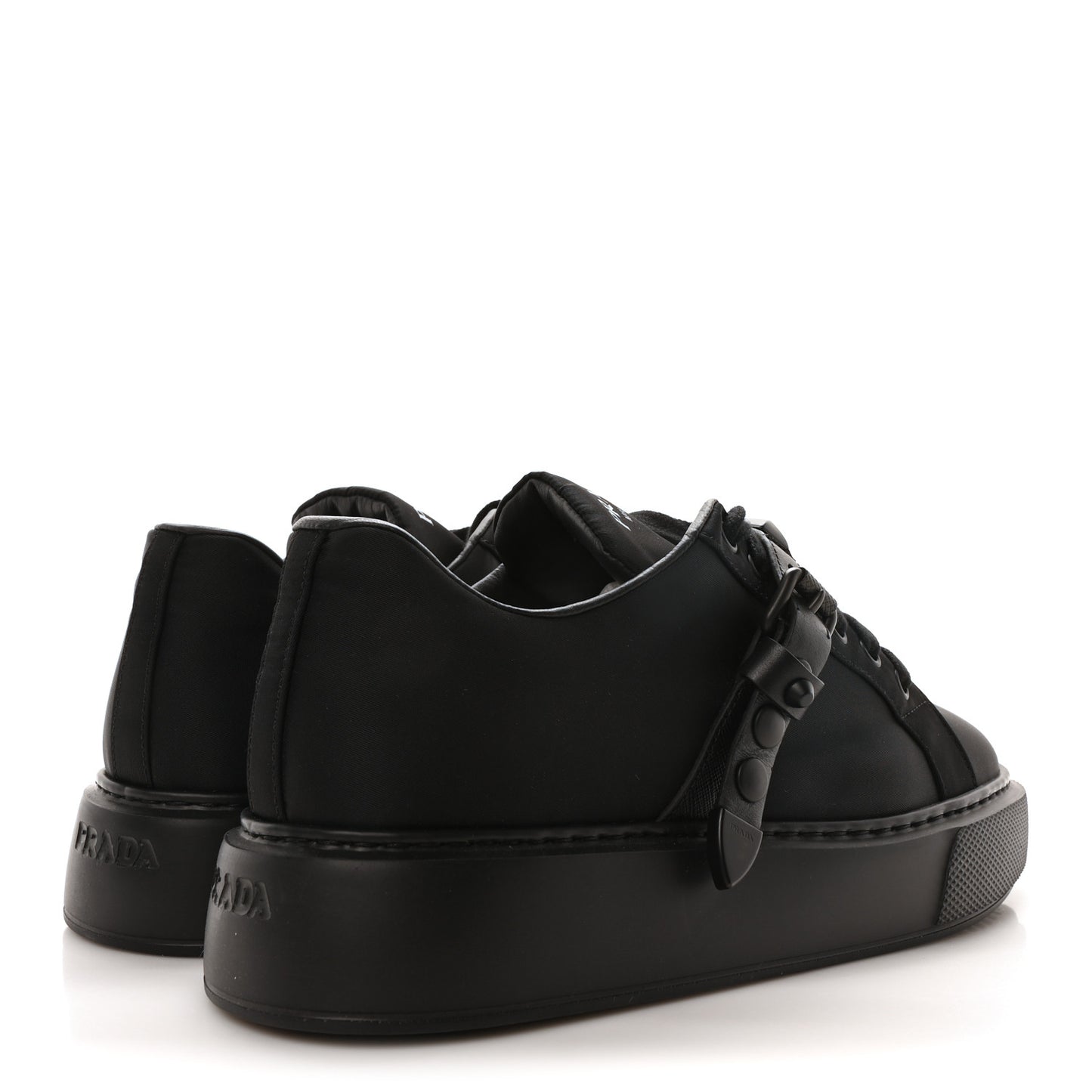 Nylon Gabardine Studded Low Top Sneakers 39 Black