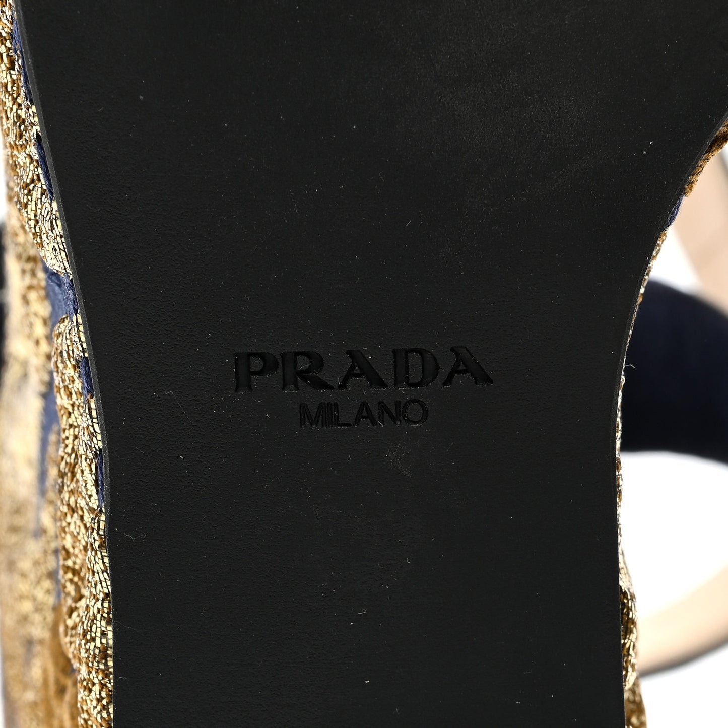 Suede Brocade Wedge Sandals 40 Blue Gold
