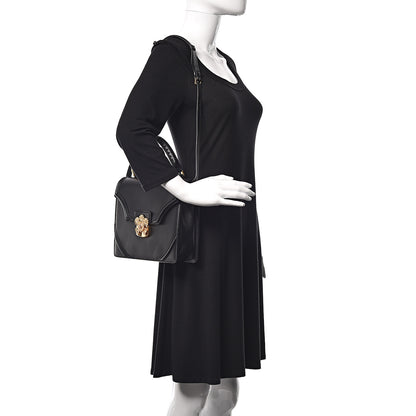 Alexander McQueen Calfskin Flower Top Handle Black 2 of 13