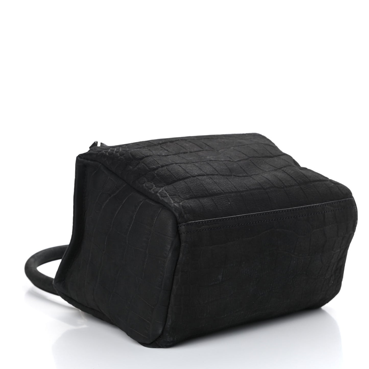 Nubuck Crocodile Embossed Small Pandora Black