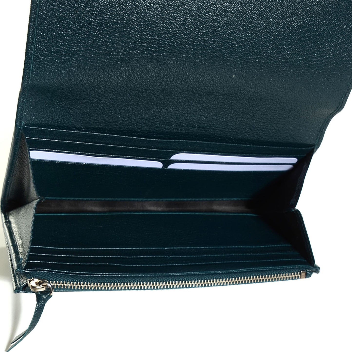 Chevre Metallic Edge Money Wallet Bleu Nuit