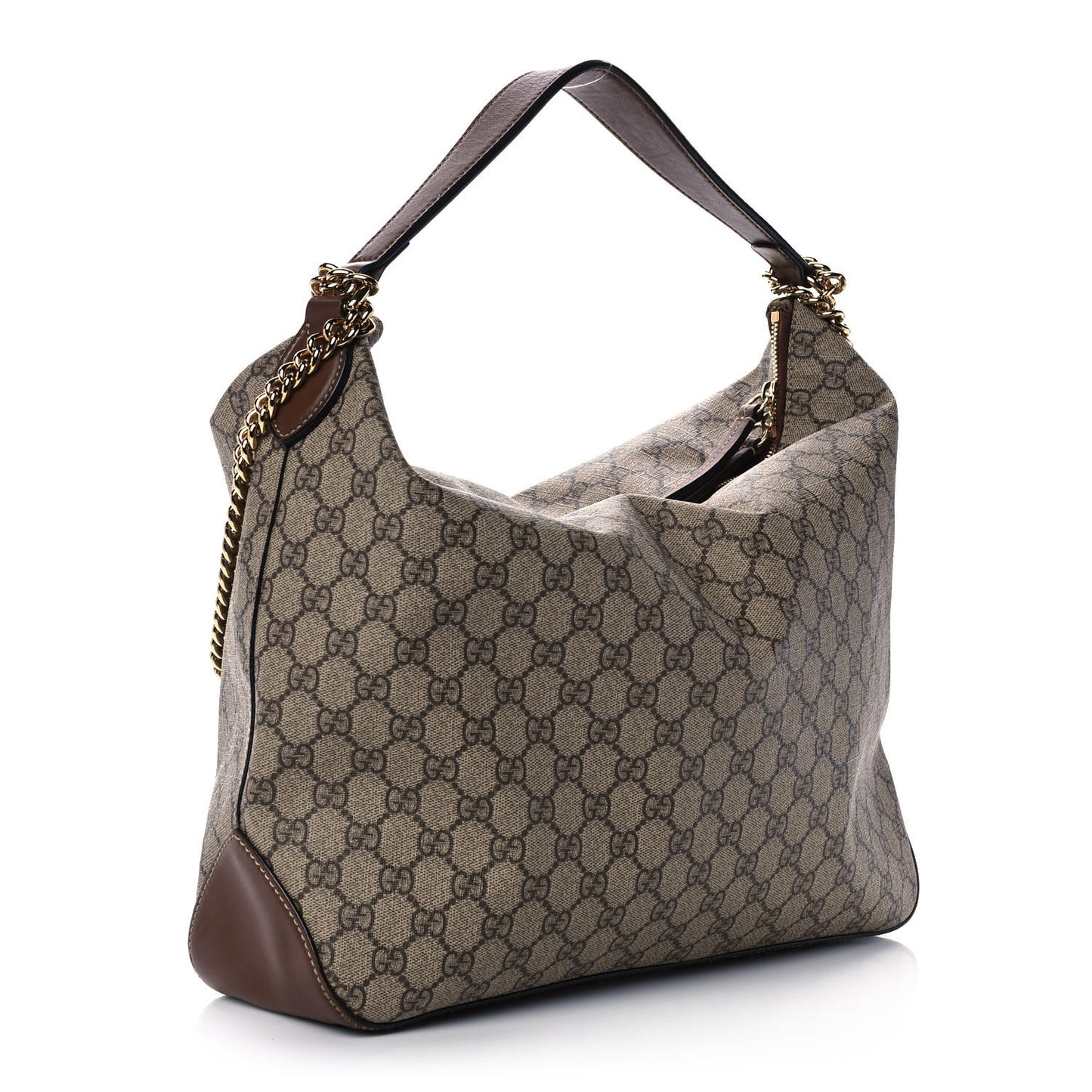 GG Supreme Monogram Large Linea A Hobo Light Brown