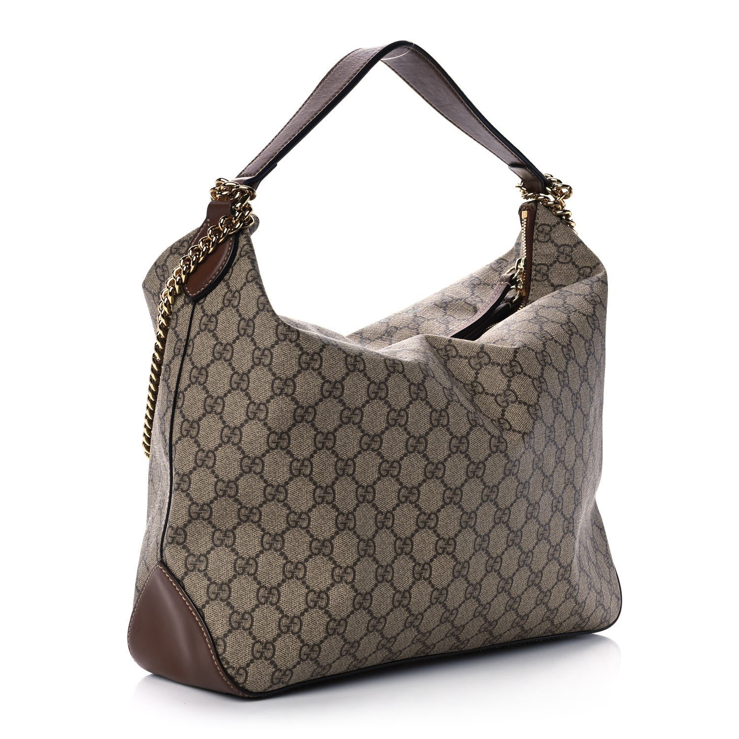 Gucci GG Supreme Monogram Large Linea A Hobo Light Brown 3 of 11