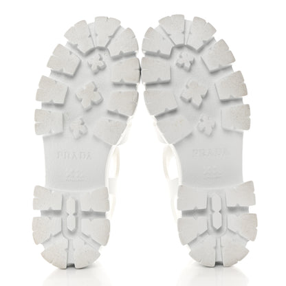 Prada Foam Rubber Metal Triangle Logo Monolith 55mm Cage Sandals 38 White 5 of 9