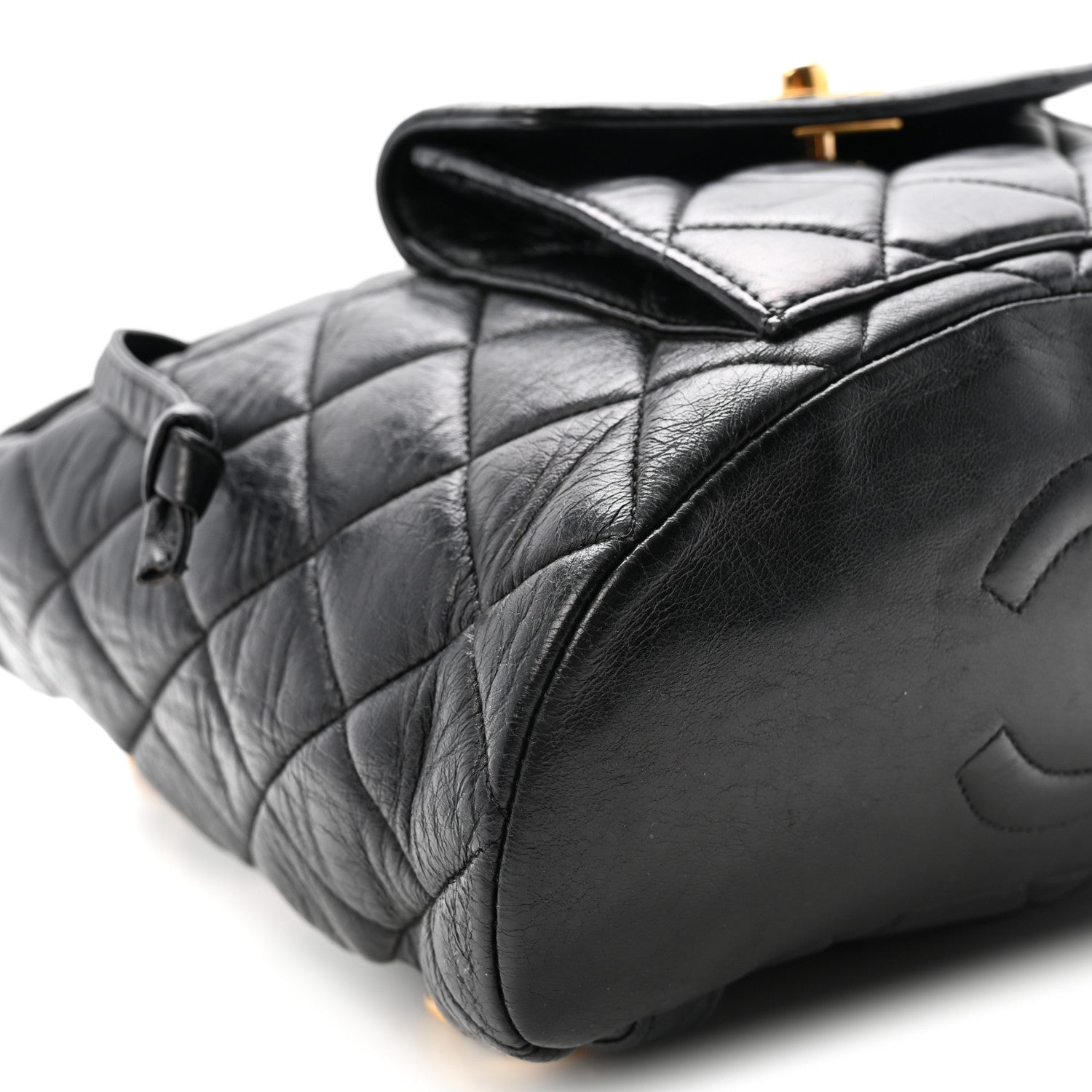 Chanel Lambskin Quilted Drawstring Backpack Black 9 of 12