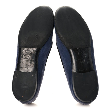 Chanel Suede Cap Toe CC Ballerina Flats 38.5 Blue Black 6 of 12