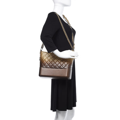 Chanel Metallic Goatskin Quilted Medium Gabrielle Hobo Dark Gold Bronze 3 of 11