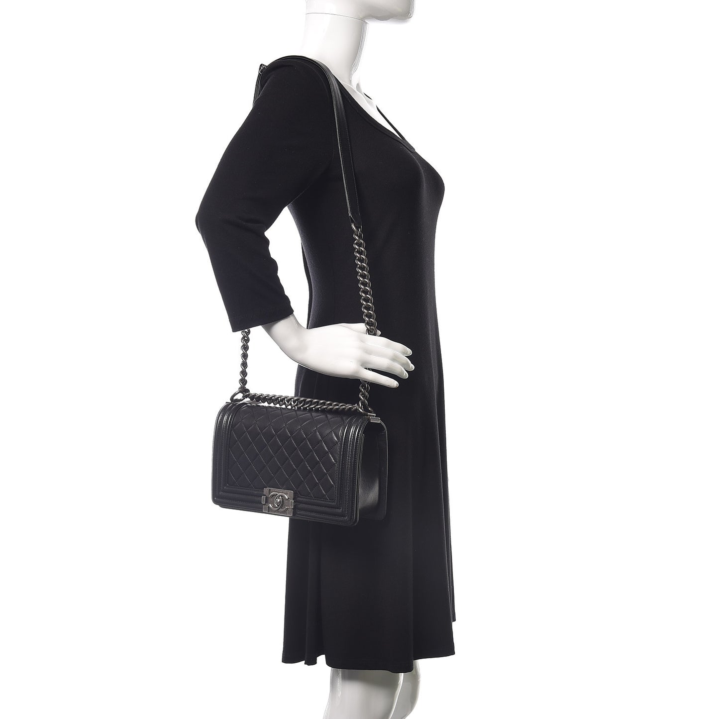 Lambskin Quilted Medium Boy Flap Black