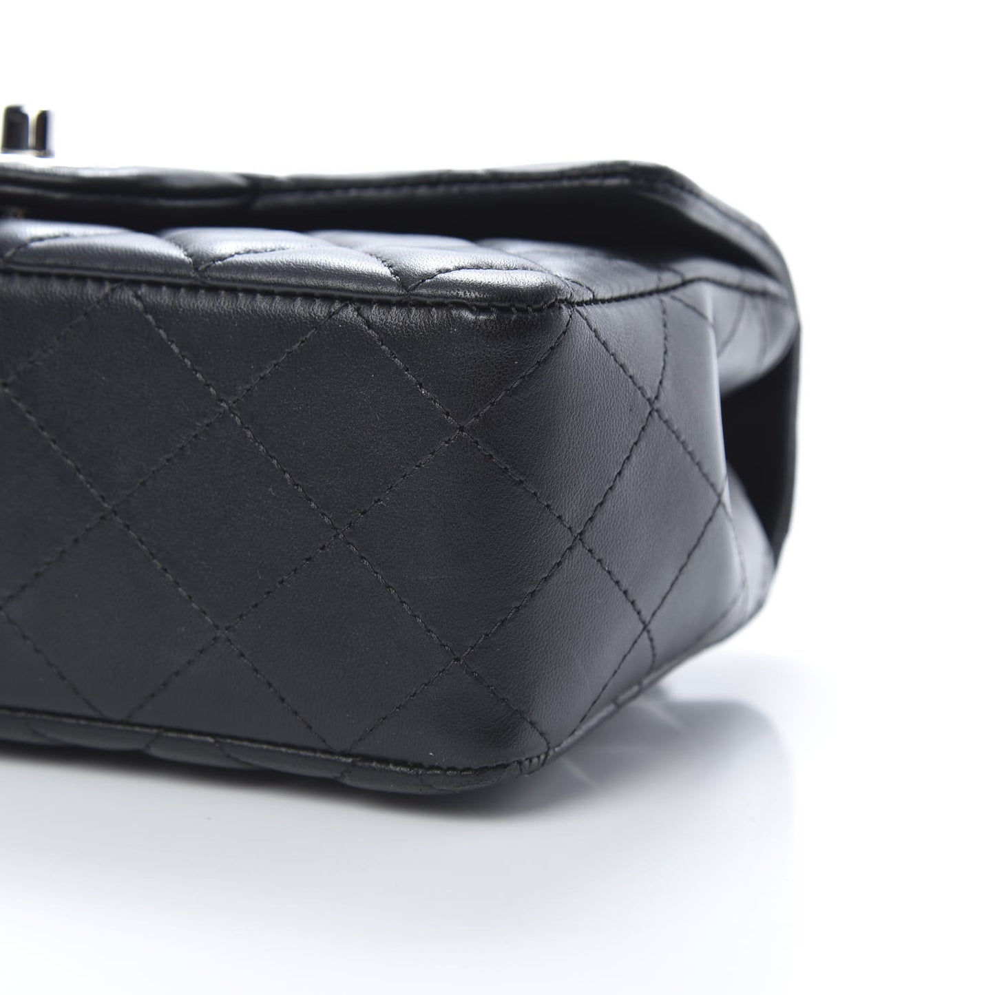 Lambskin Quilted Mini Rectangular Flap Black