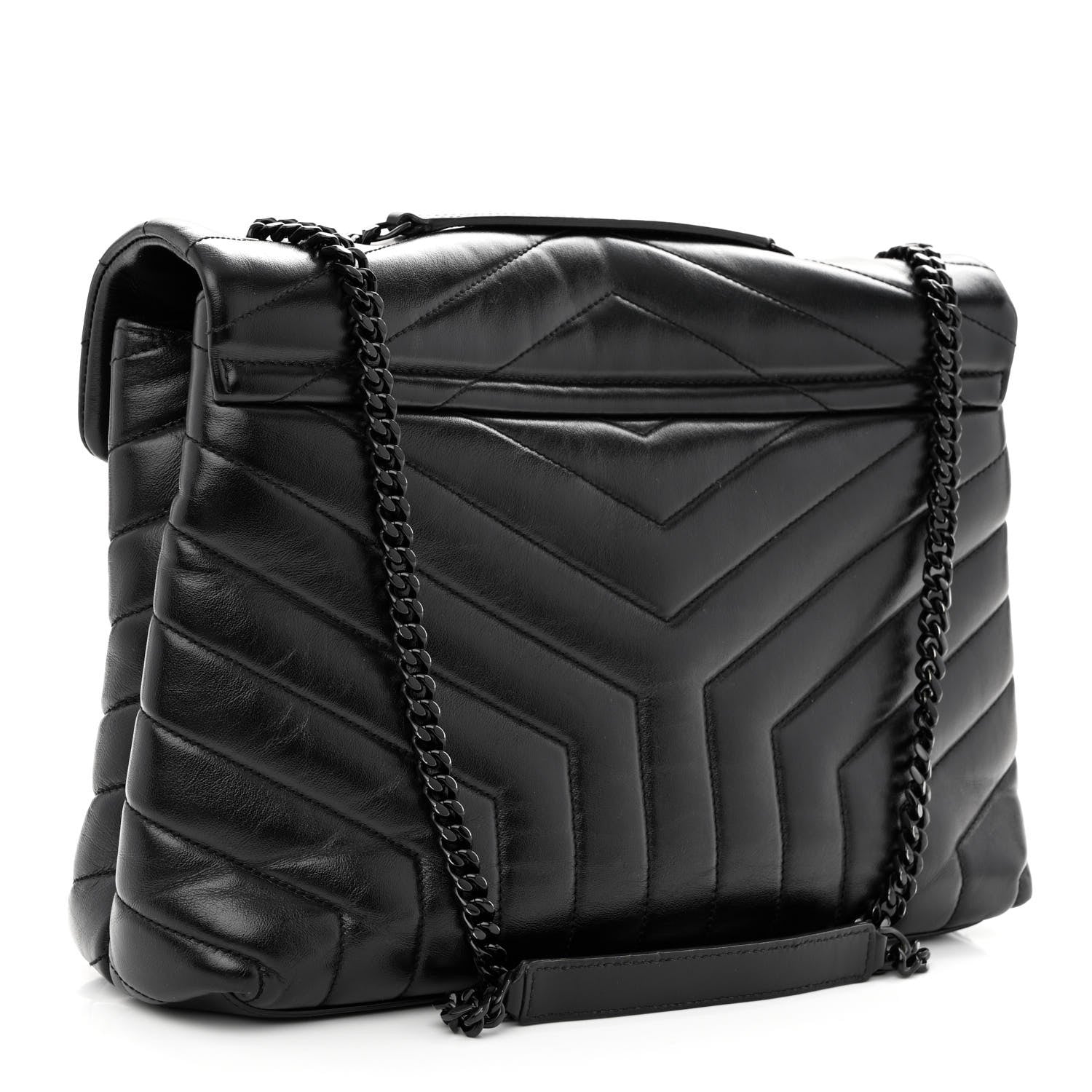 Saint Laurent Calfskin Y Quilted Monogram Medium Loulou Chain Satchel Black 3 of 11