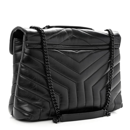 Saint Laurent Calfskin Y Quilted Monogram Medium Loulou Chain Satchel Black 3 of 11