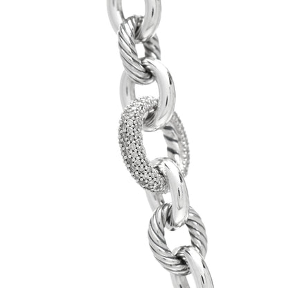 David Yurman Sterling Silver Diamond Pave 15mm Large Oval Link Necklace 4 of 4