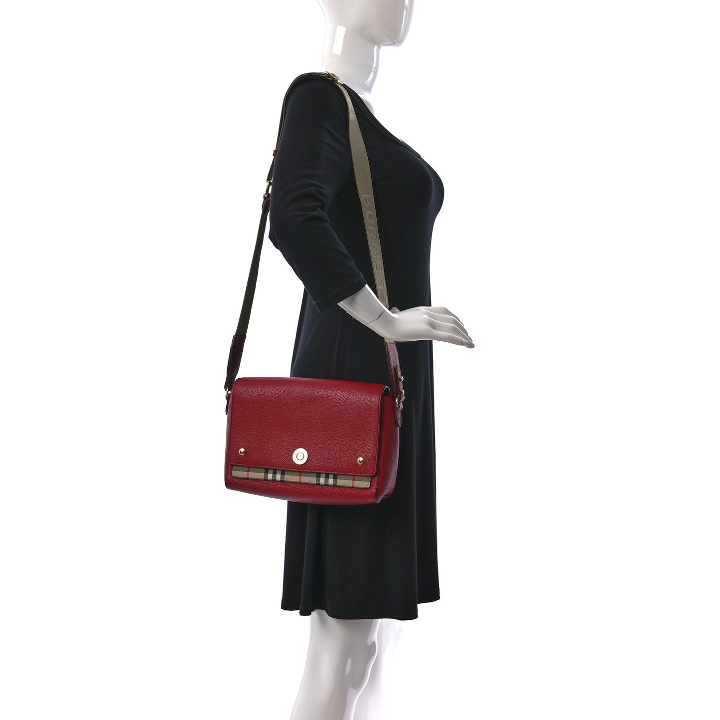 Calfskin Vintage Check Note Crossbody Bag Carmine Red