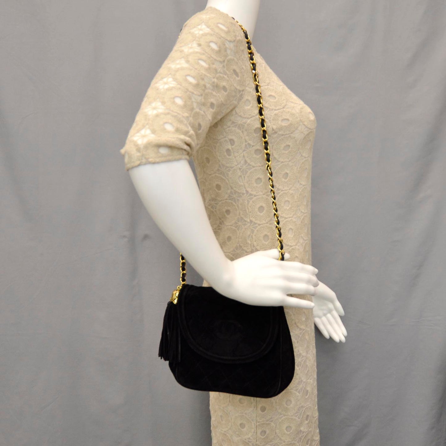 Suede Tassel Bag Black