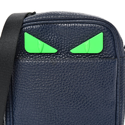 Fendi Cuoio Romano Fluo Metal Bug Eyes Small Messenger Bag Blue Notte Verde Fluo 7 of 9