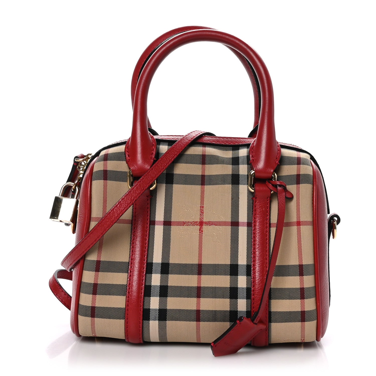 Burberry Horseferry Check Small Alchester Bowling Bag Red 1 of 12