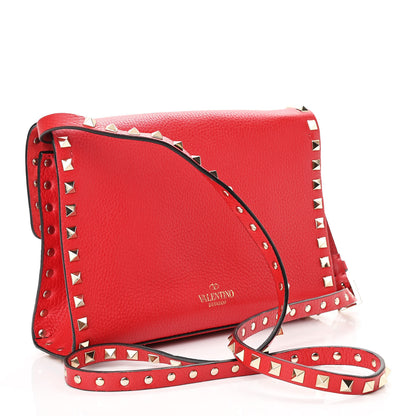 Valentino Garavani Pebbled Calfskin Medium Rockstud Flip Lock Crossbody Bag Rouge Pur 2 of 8