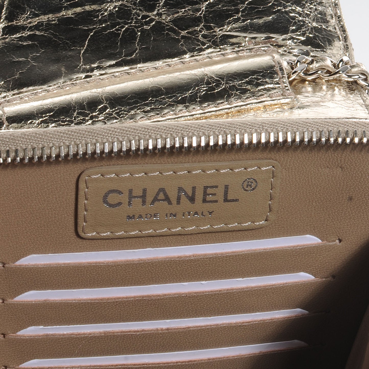 Metallic Calfskin Mini Flap Gold