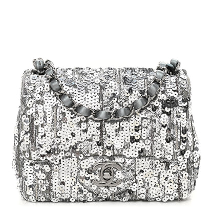 Chanel Sequin Mini Square Flap Silver 1 of 12