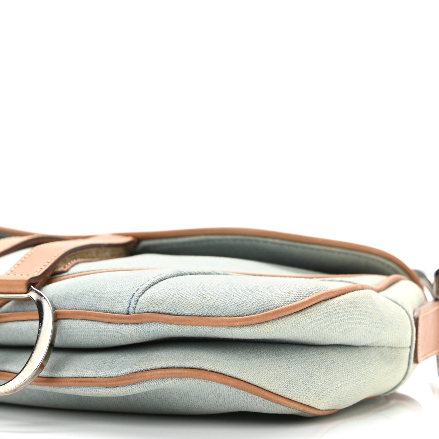 Denim Calfskin Double Saddle Bag Light Blue