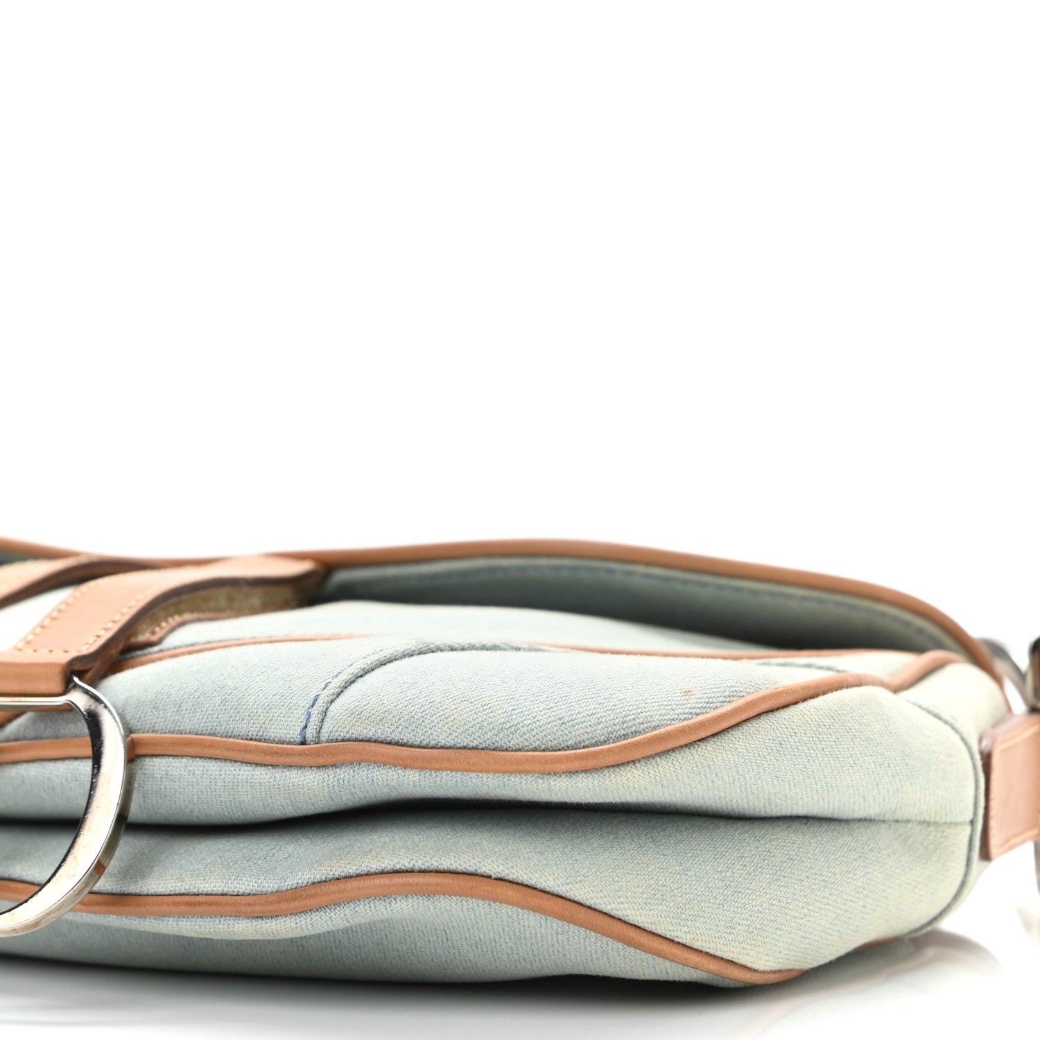 Christian Dior Denim Calfskin Double Saddle Bag Light Blue 10 of 13