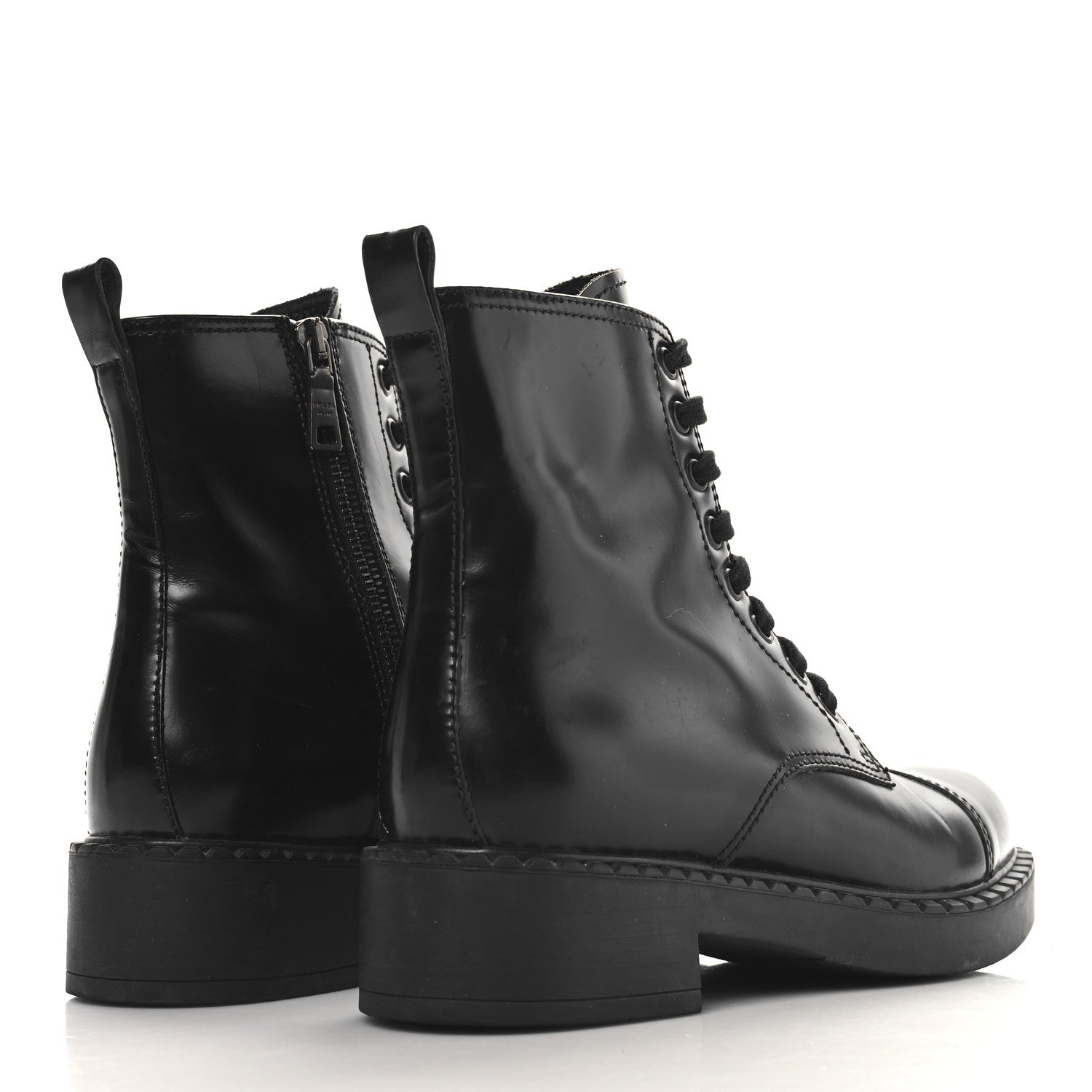 Prada Spazzolato Chocolate 50mm Combat Boots 38 Black 5 of 9