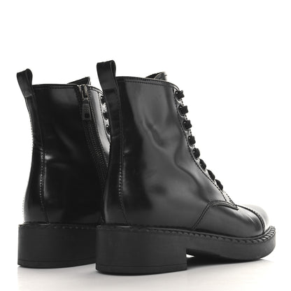 Prada Spazzolato Chocolate 50mm Combat Boots 38 Black 5 of 9