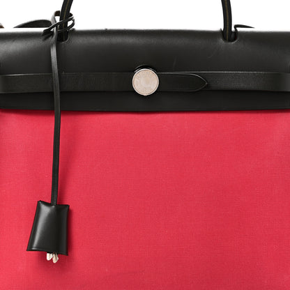 Hermes Vache Hunter Toile Herbag Zip 31 PM Rose Extreme Kaki 9 of 11