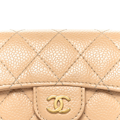 Chanel Caviar Quilted Flap Card Holder Wallet Beige 5 of 10