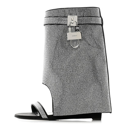 Givenchy Strass Shark Lock Sandals 38 Silvery 1 of 8