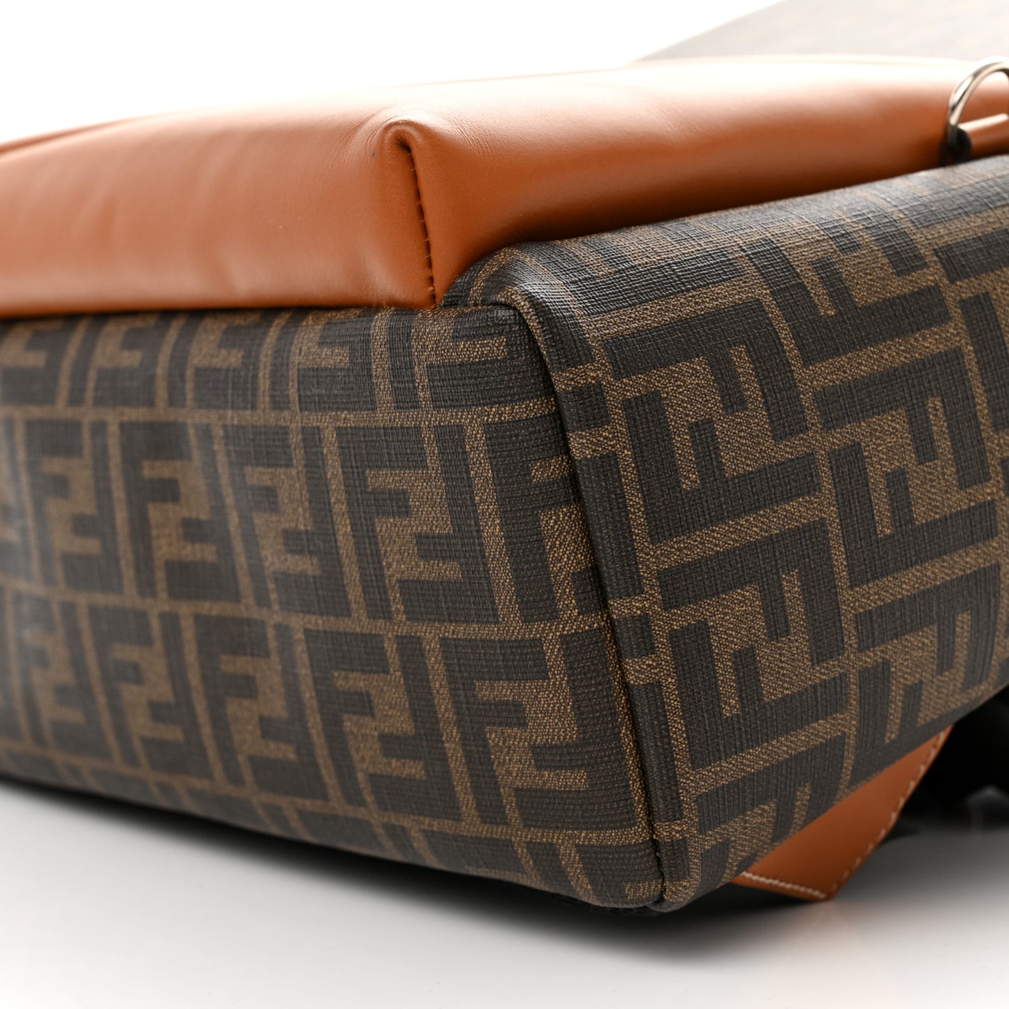 Glazed Fabric Vitello King FF 1974 Diagonal Pouch Pocket Backpack Tobacco Moro Cuoio