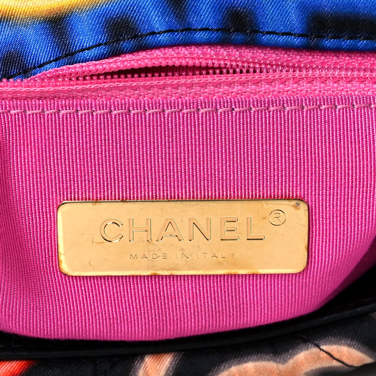 Fabric Printed Medium Chanel 19 Flap Black Multicolor