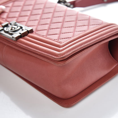 Chanel Lambskin Quilted Medium Boy Flap Dark Pink 12 of 16