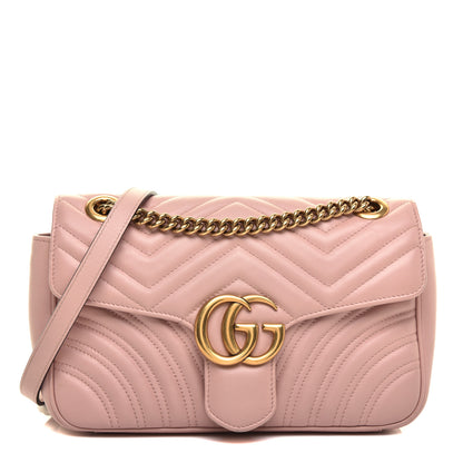 Gucci Calfskin Matelasse Small GG Marmont Shoulder Bag Perfect Pink 1 of 12