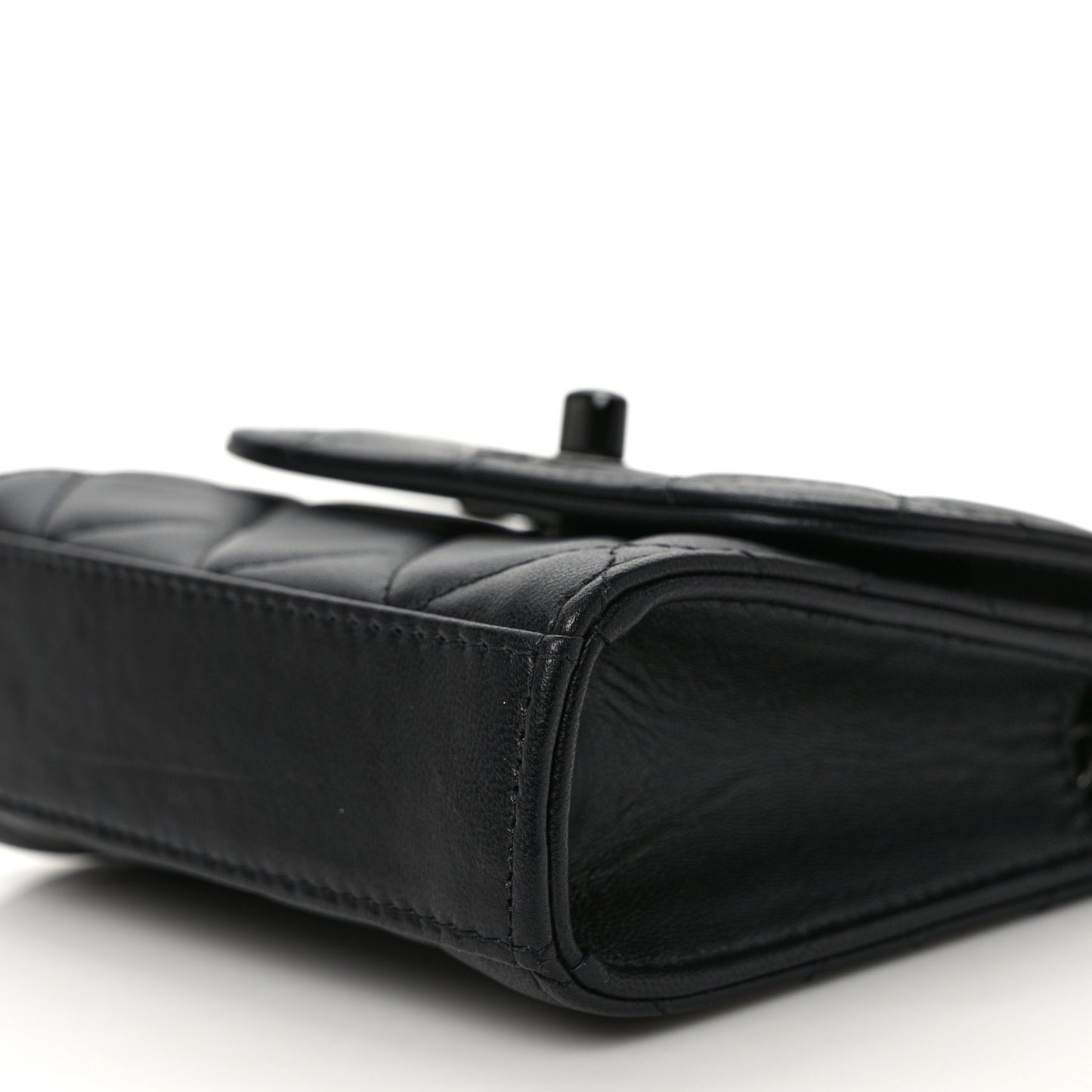 Lambskin Quilted Mini Trendy CC Clutch With Chain So Black