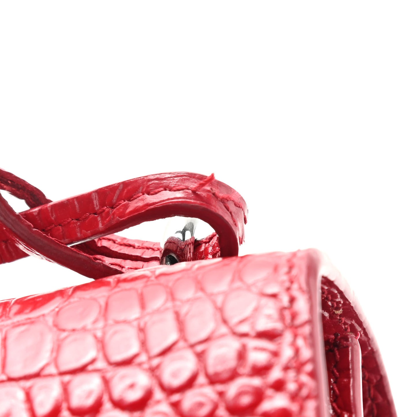 Calfskin Crocodile Embossed Medium Monogram Sunset Rouge Eros
