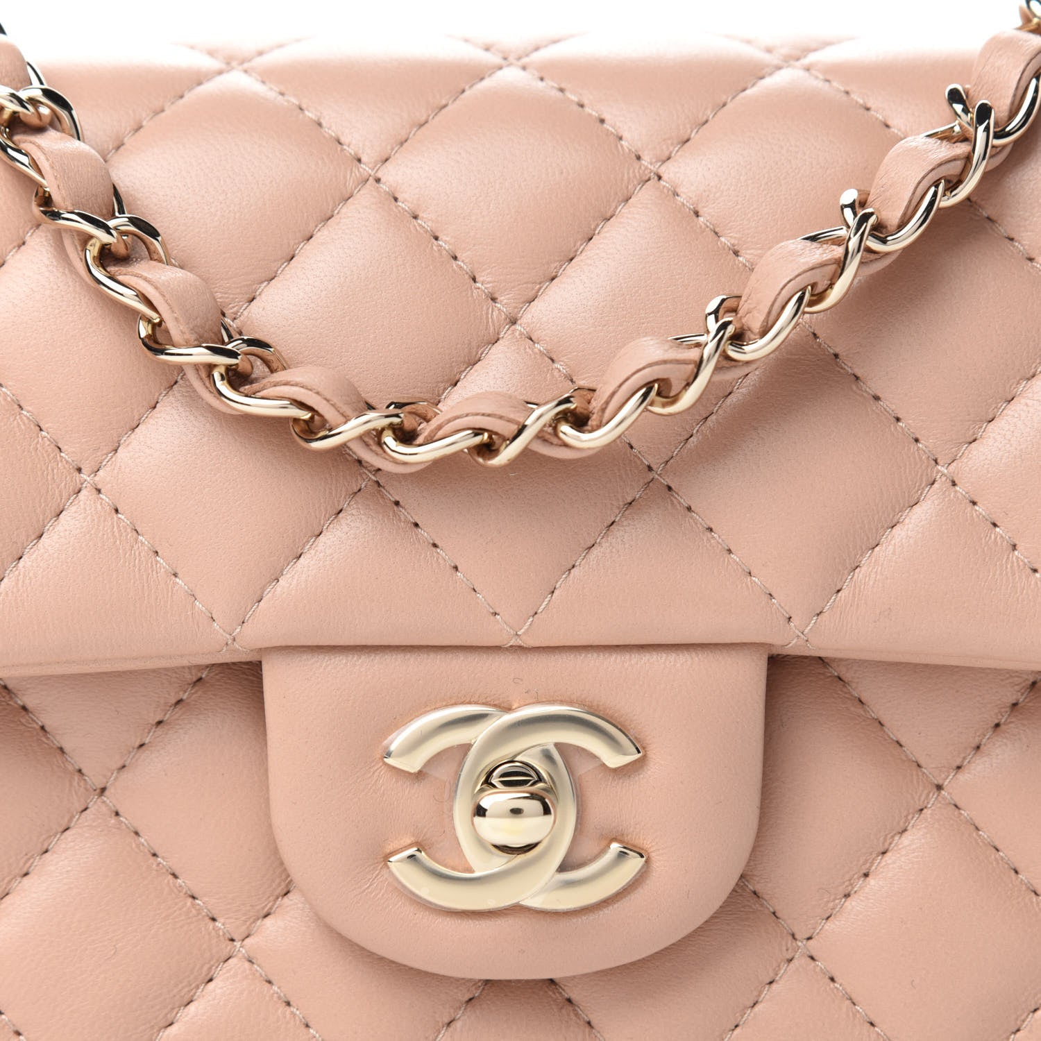 Chanel Lambskin Quilted Mini Rectangular Flap Beige 10 of 10