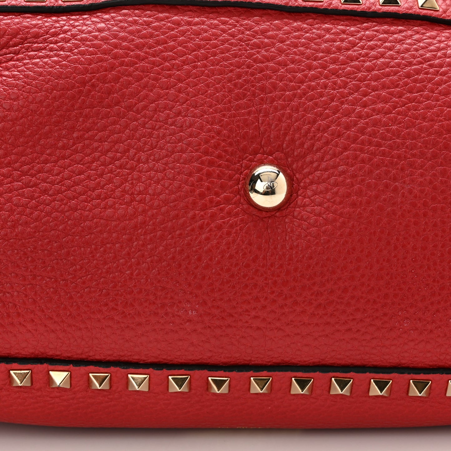 Pebbled Calfskin Medium Rockstud Tote Rosso Valentino