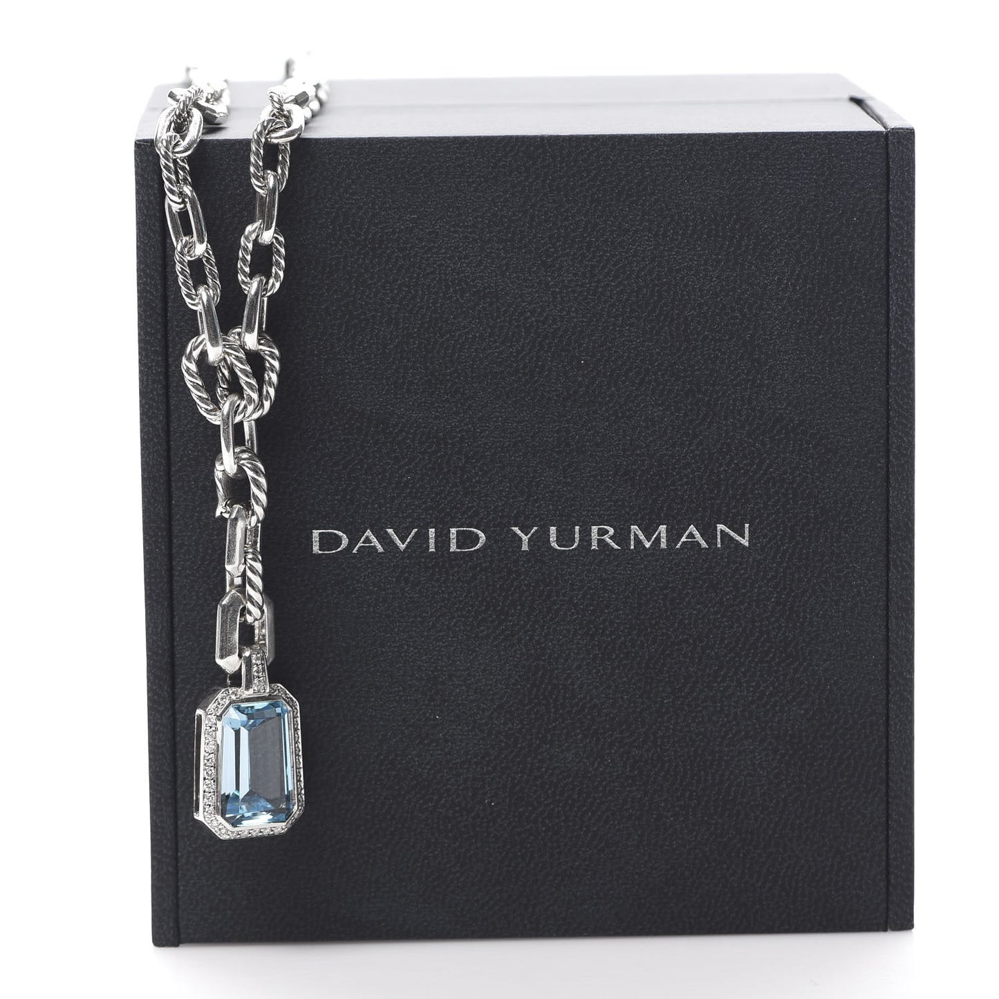 Sterling Silver Diamond Blue Topaz Stax Pendant Necklace