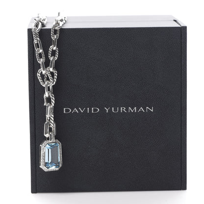 David Yurman Sterling Silver Diamond Blue Topaz Stax Pendant Necklace 5 of 5
