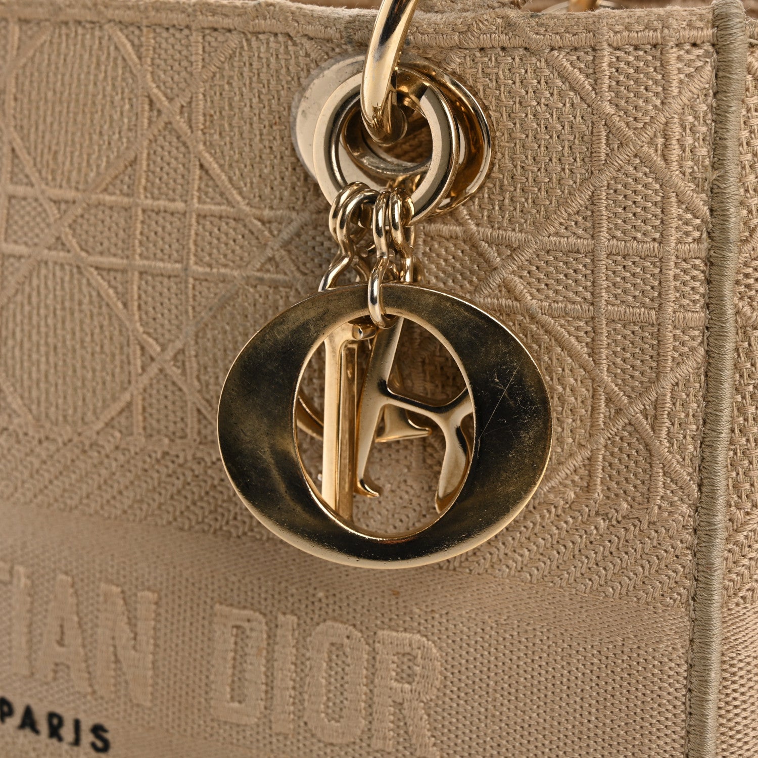 Christian Dior Canvas Embroidered Medium Lady D-Lite Beige 11 of 22
